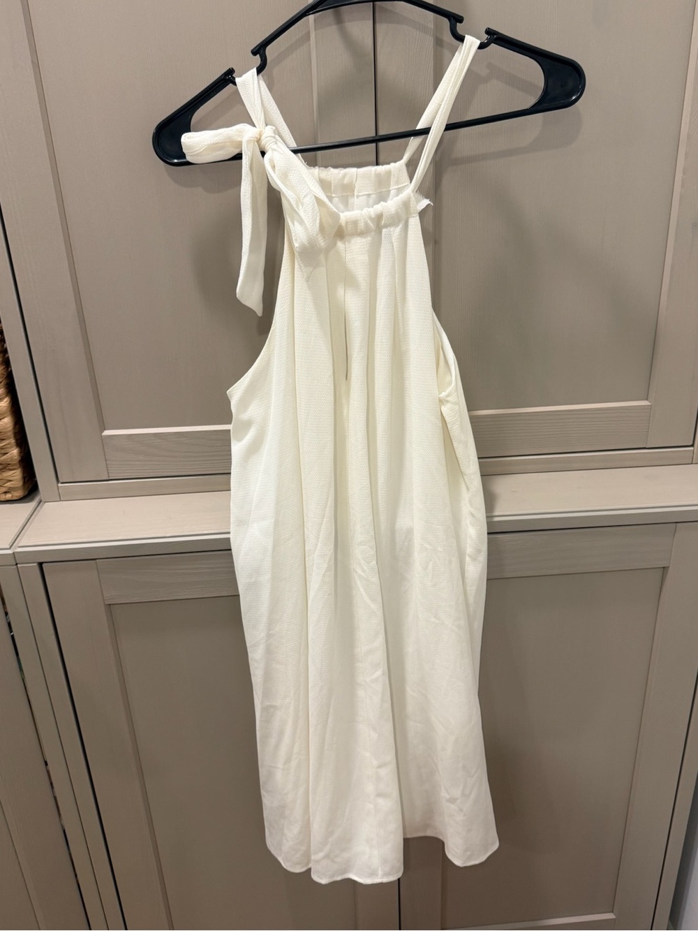 Cream Sleeveless Tie-Shoulder Summer Dress